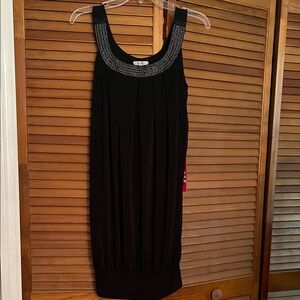 Enfocus Studio Black Mini Dress with Silver Accents